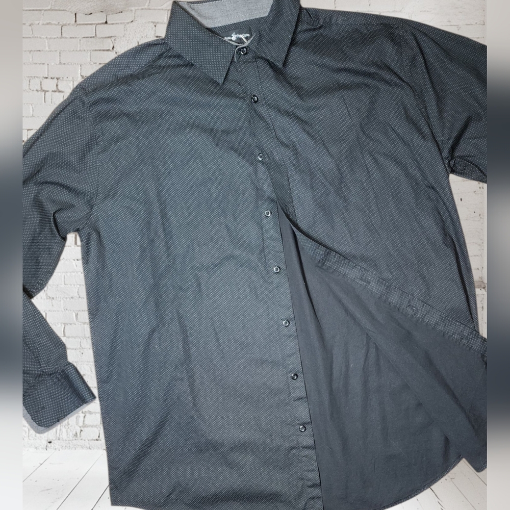 Beverly Hills Polo Club Men’s Button Down Shirt Black Polka Dot 2XL